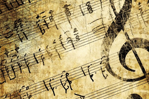 Old, dirty, musical notation