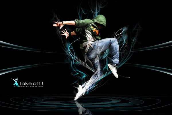 Dancing guy on a black background