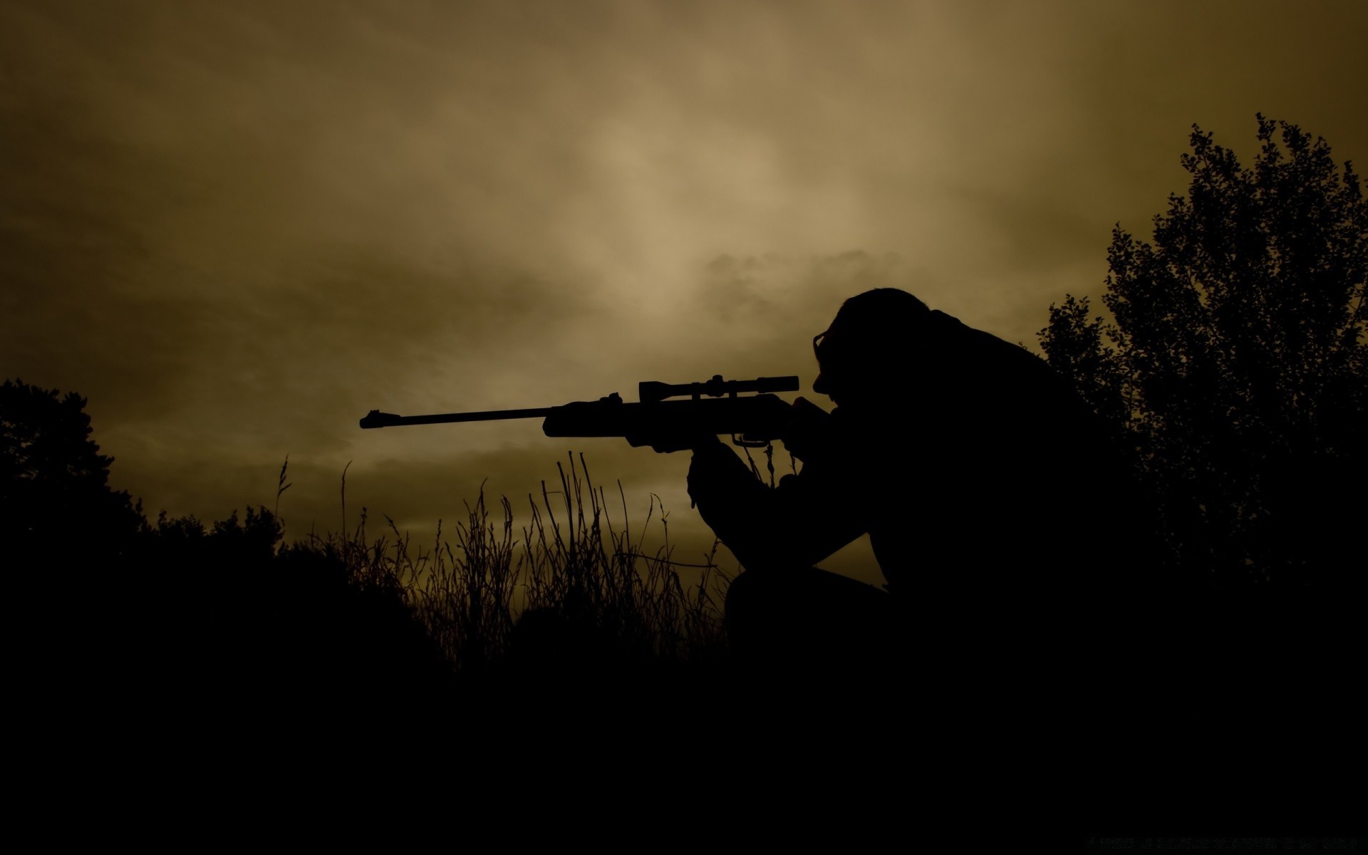 infantry gun weapon silhouette rifle sunset war backlit military army soldier one landscape sky smoke evening