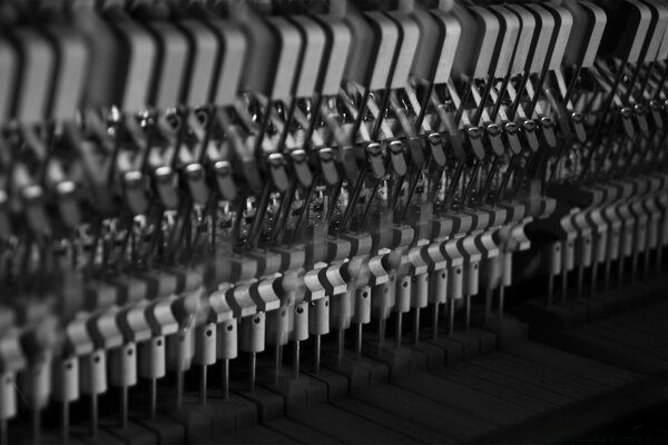 The internal structure of the piano keys