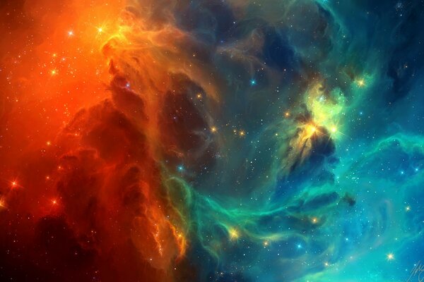 Cosmic sky with bright lights