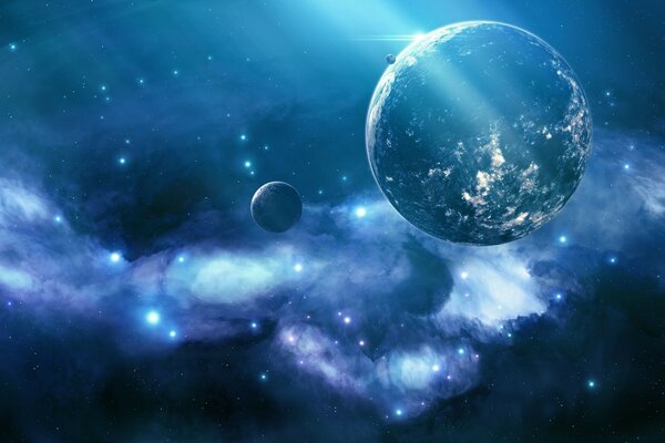 TWO PLANETS ON THE BACKGROUND OF THE MILKY WAY