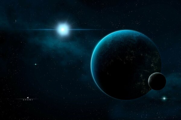 Cosmic view of planets and a twinkling star