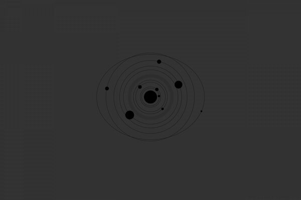 Diagram of the solar system on a gray background