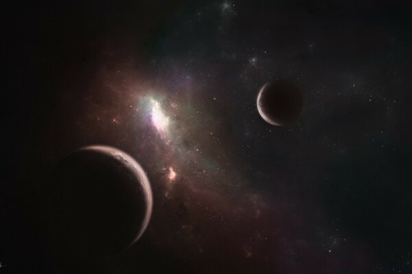 Planets in space. Distant worlds