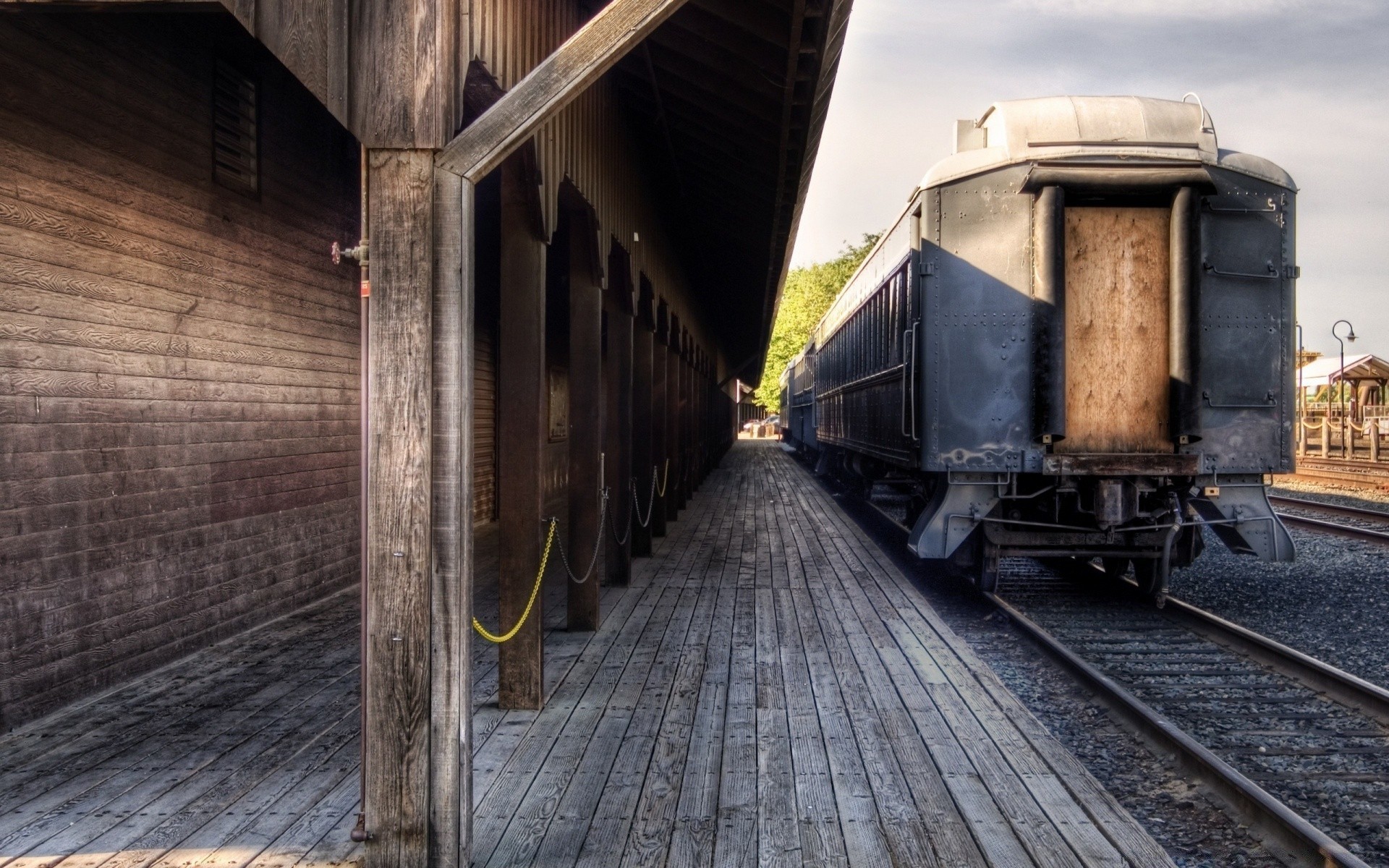 vintage train railway wood travel transportation system old track architecture building