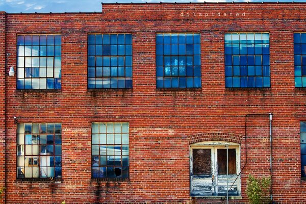 Brick building with vintage glass