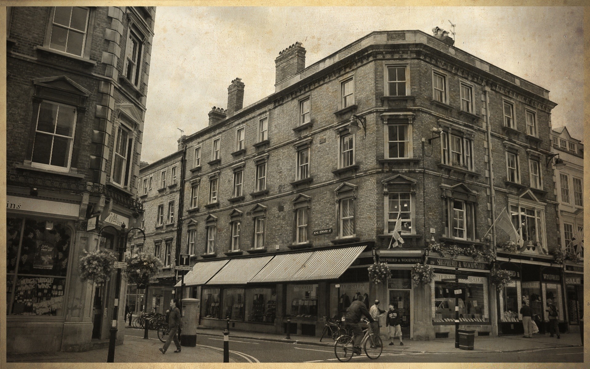 vintage street architecture monochrome building home city group town