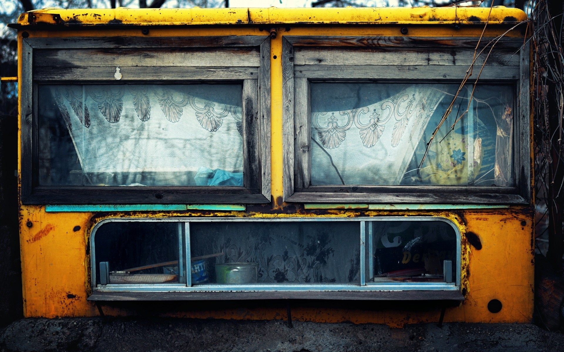 vintage graffiti vehicle abandoned urban street dirty old wall rusty transportation system vandalism wood bus broken city retro