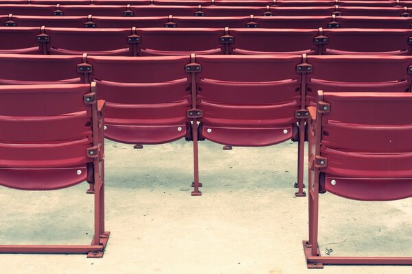 Red Vintage chairs in an empty hall