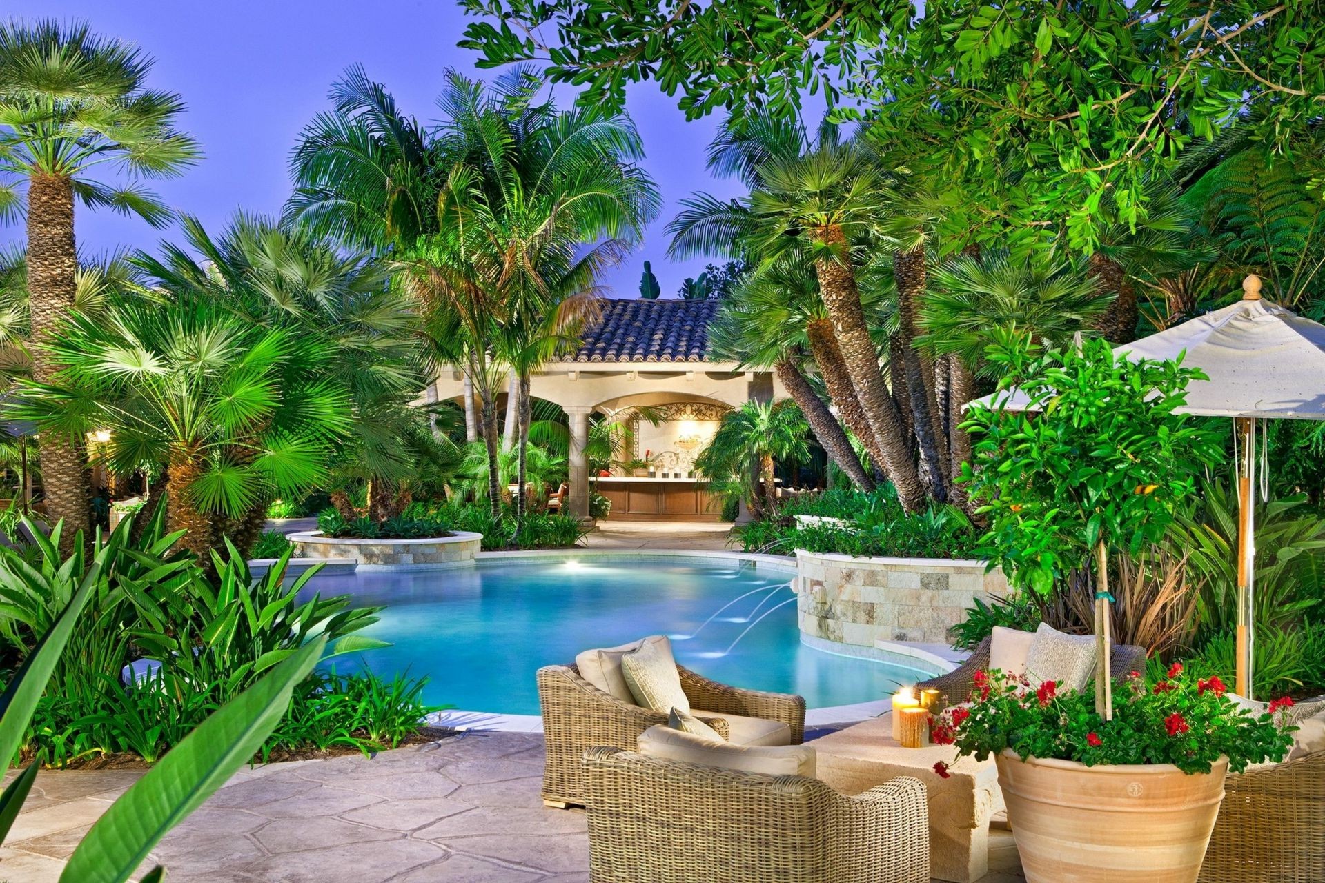 famous places pool hotel resort tropical patio palm garden summer poolside luxury swimming pool chair swimming exotic vacation tree travel paradise sofa