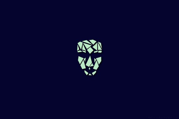 Dark blue background. Face. Mosaic