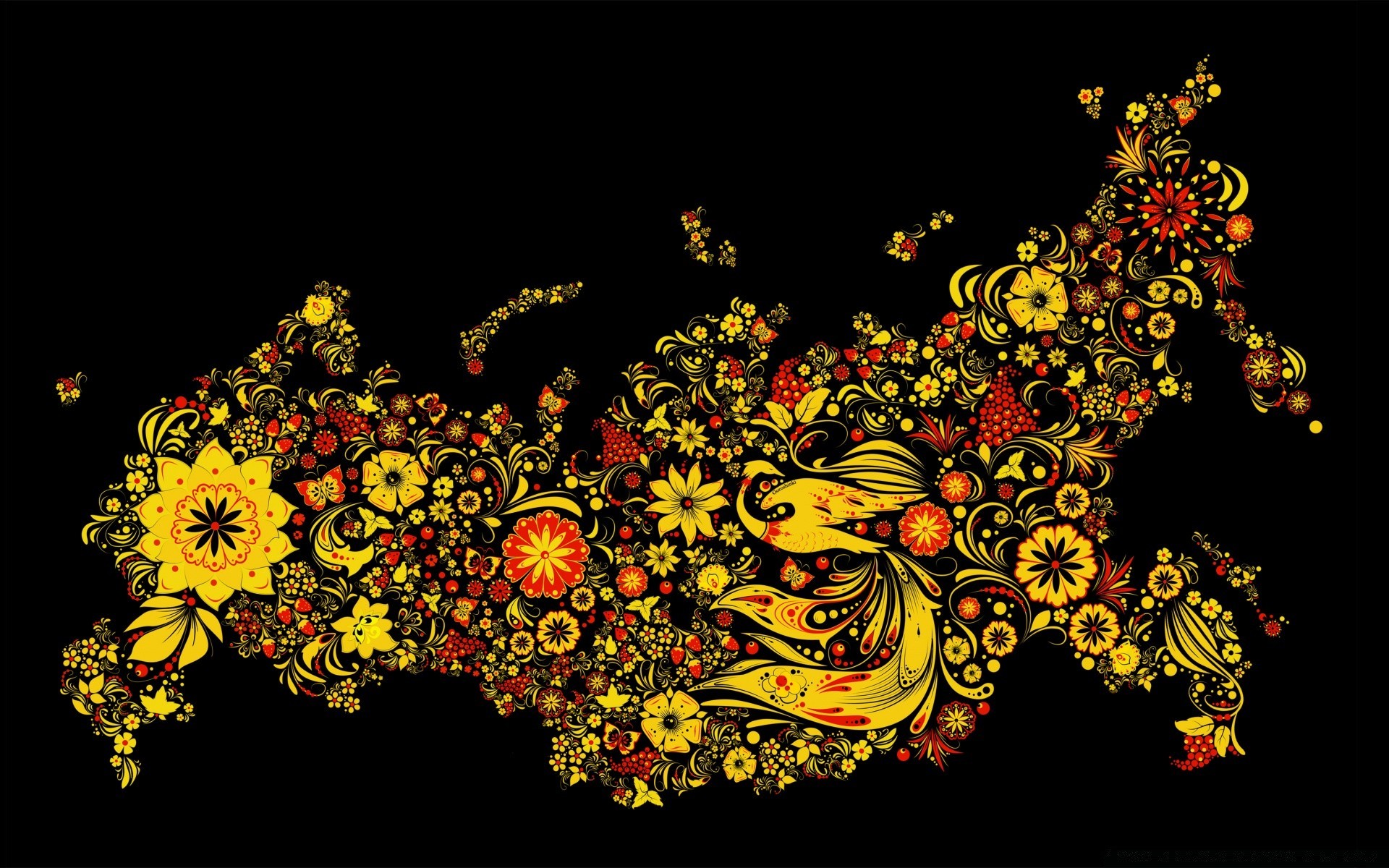 black flower illustration decoration abstract pattern design desktop element art graphic floral leaf
