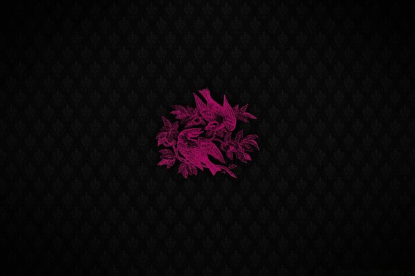 Bright pink birds facing each other with their beaks