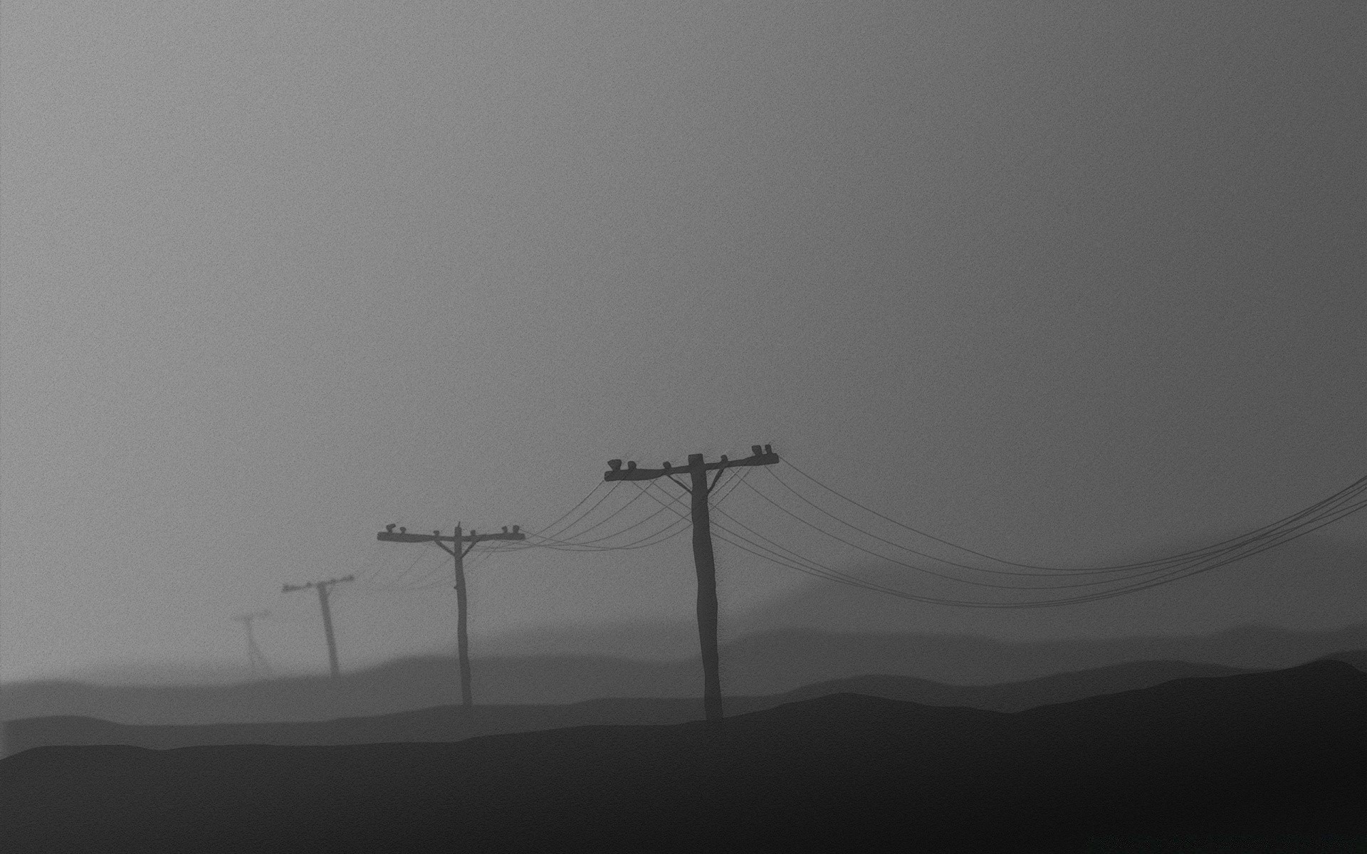 black fog landscape silhouette mist sky dawn sunset backlit light monochrome energy smoke weather wire evening transportation system environment storm