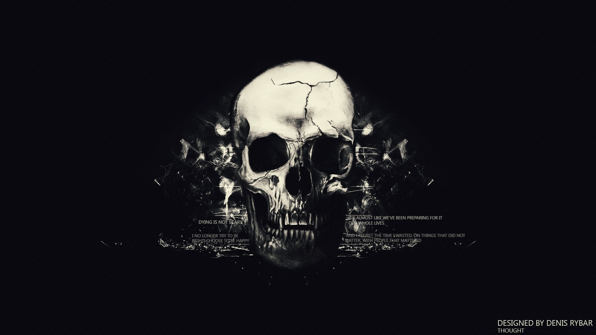 creative horror skull frame halloween scary skittish monochrome dark eerie fear man science