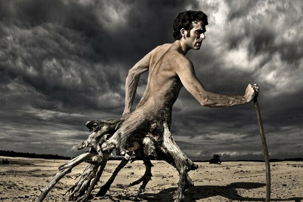 A tree-centaur, a man has taken root