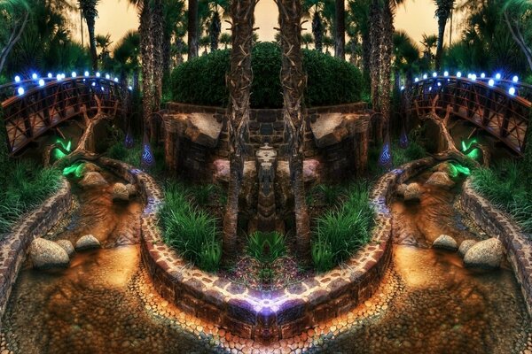 Night journey among the trees