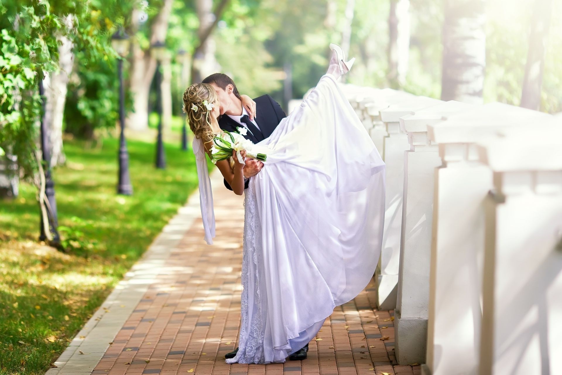 love and romance outdoors nature wedding summer woman love bride veil relaxation leisure marriage young man fair weather groom