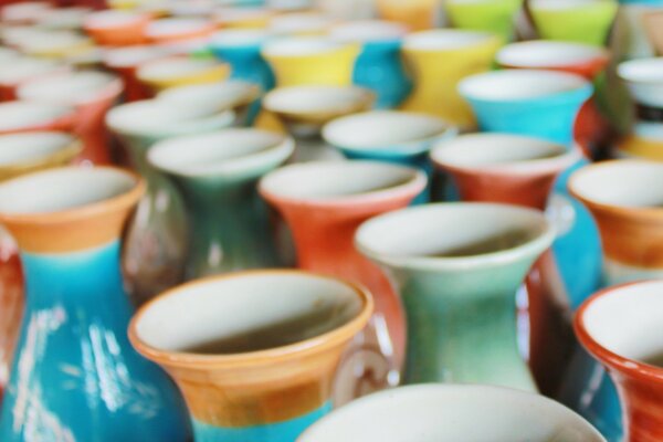 Lots of ceramic VASES in bright colors