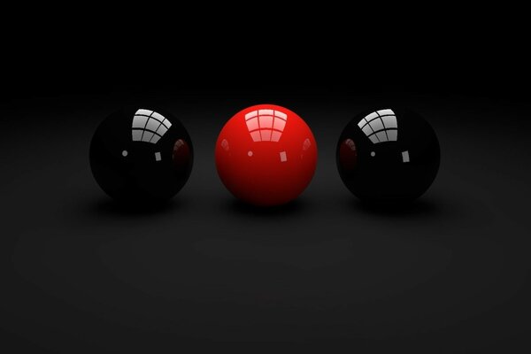Two black balls and one red