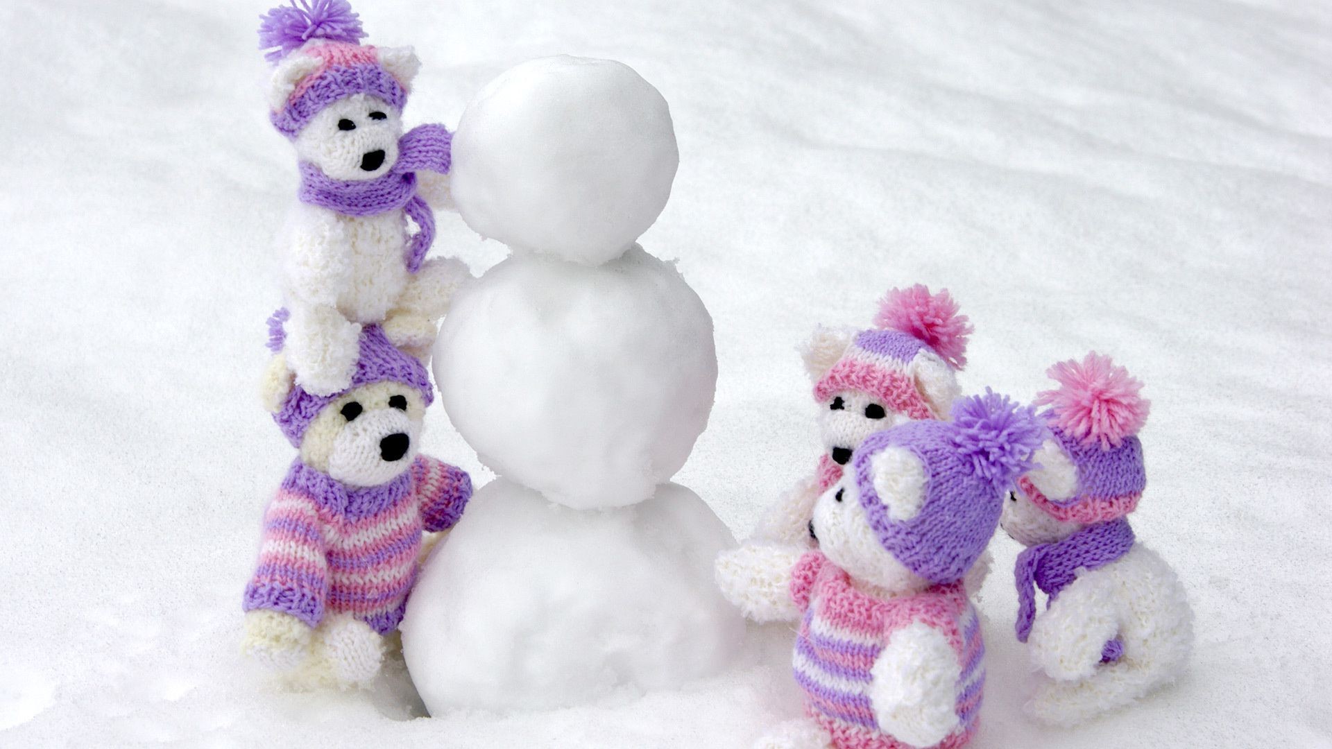 macro downy handmade winter toy desktop snow color wool cotton plush fun