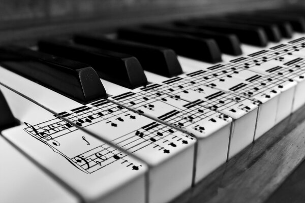 Notes on piano keys