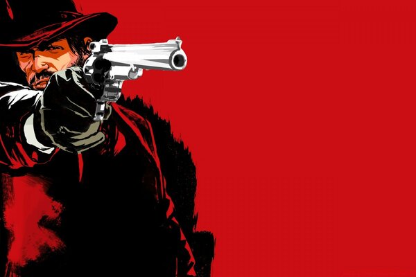 Decorative drawing of a man shooting