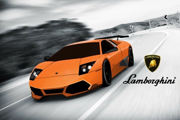 The orange car is moving at a speed of