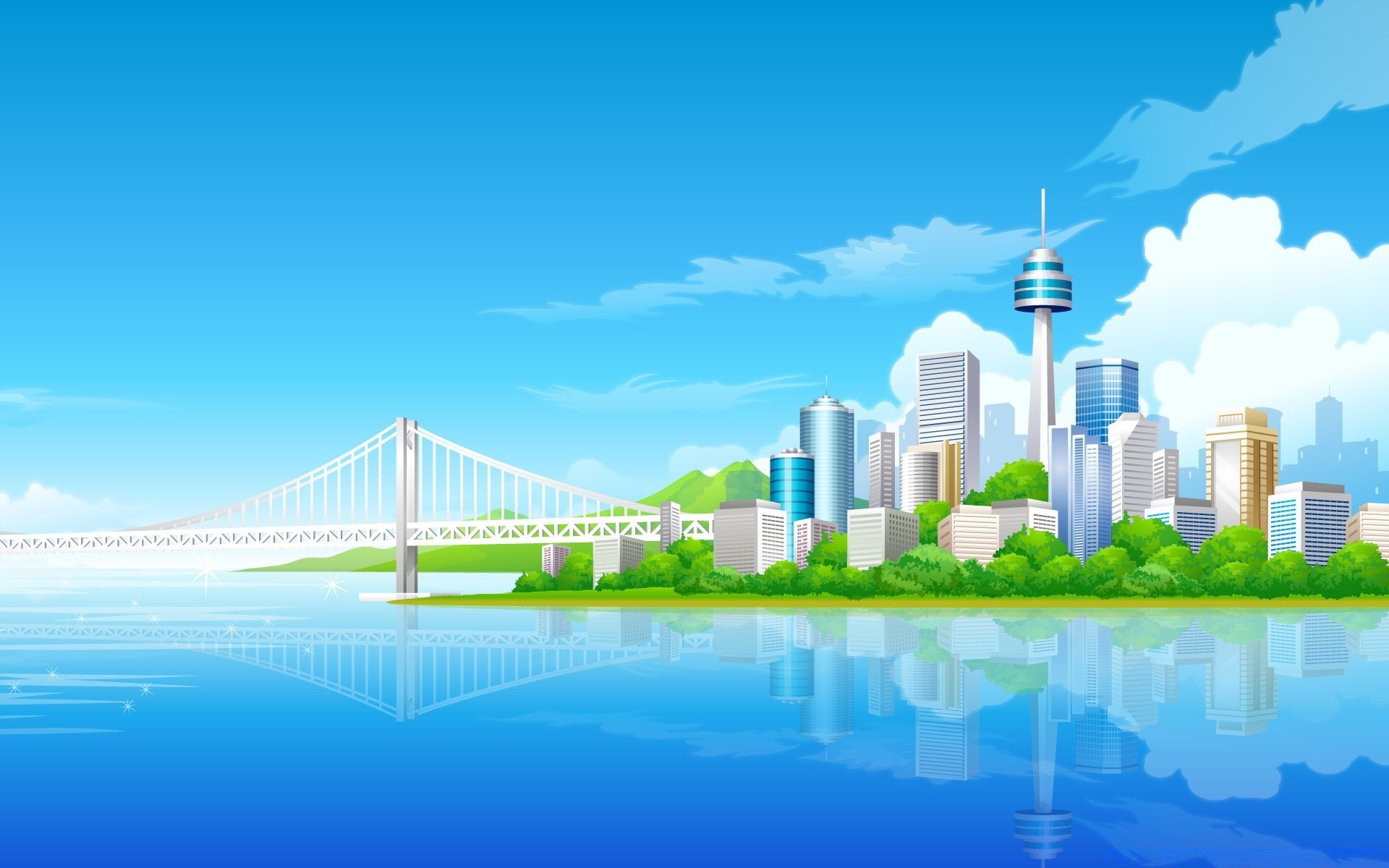 vector art sky architecture travel water city modern building urban reflection