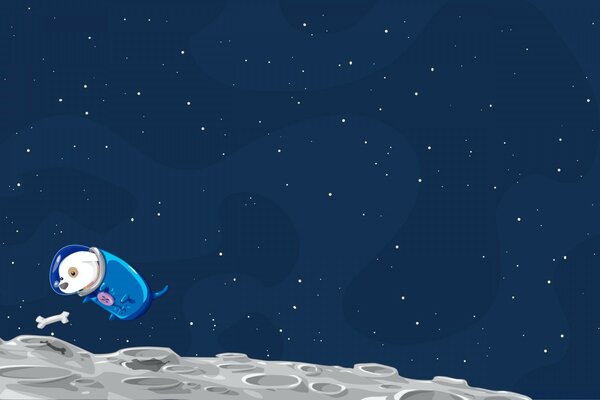 Vector graphics of a dog on the moon