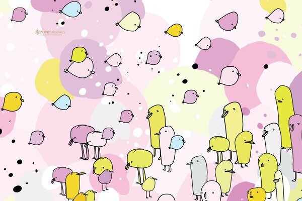 Cute illustration with various ducks
