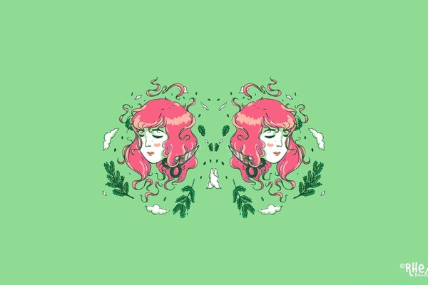 Illustration of two twin girls
