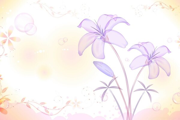 Graphic drawing with the image of flowers