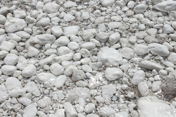 White stones in the water
