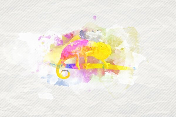 Abstract colored chameleon on a gray background