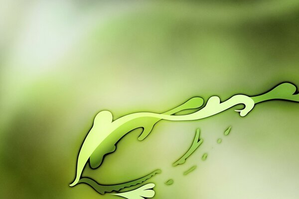Abstraction of a green leaf on a blurry background