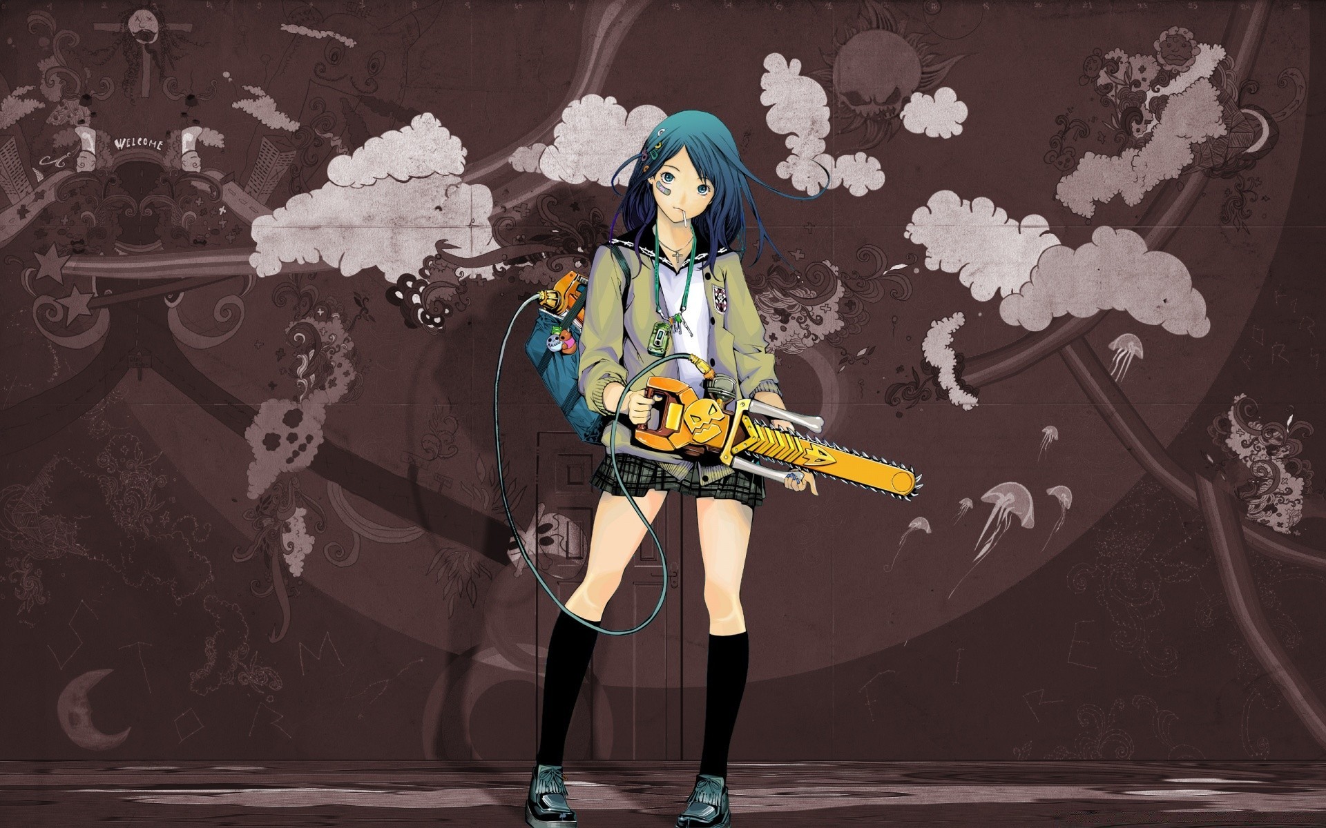 anime woman adult wear music girl illustration