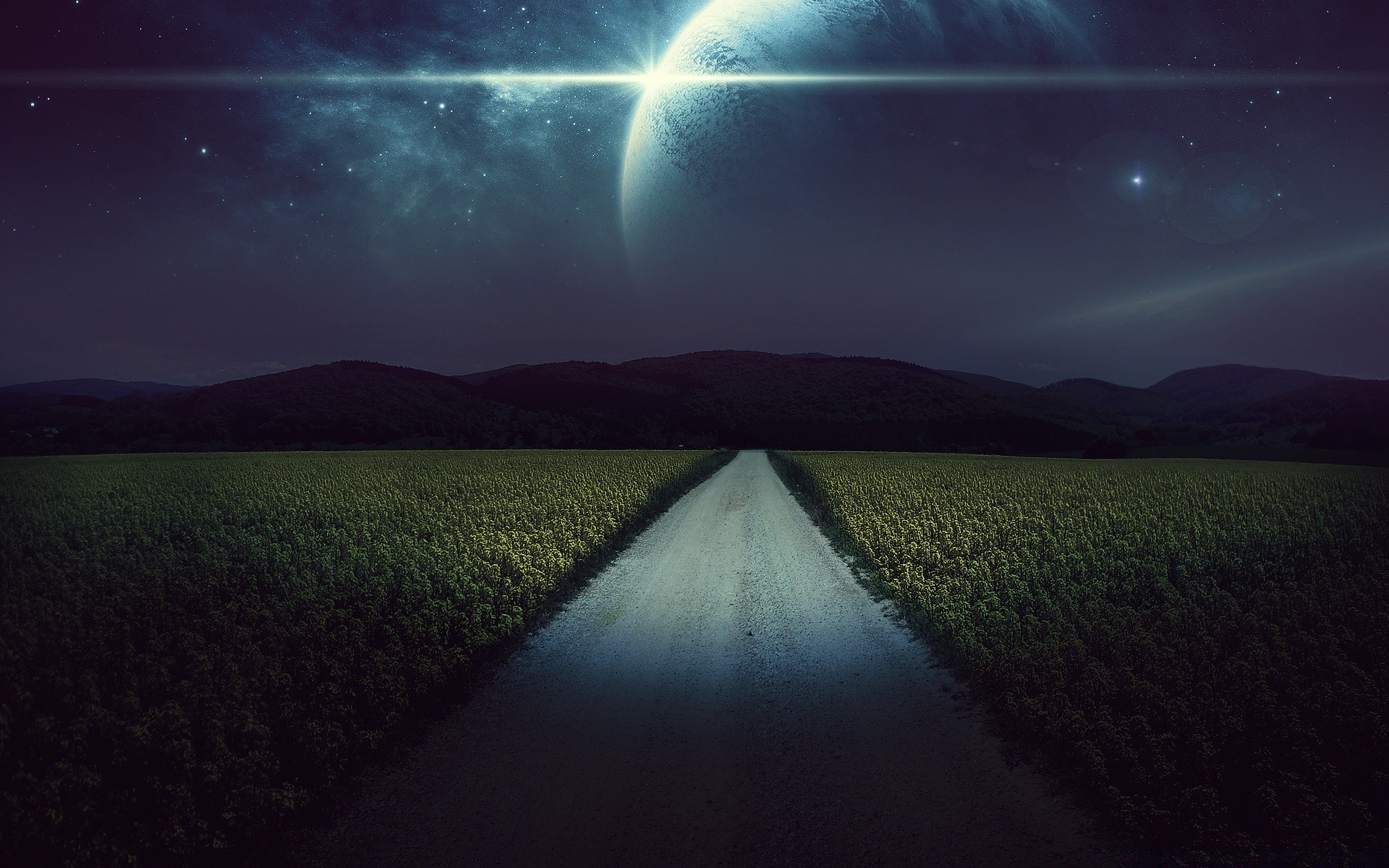 creative dawn landscape sky sunset moon cropland light evening outdoors sun nature dusk