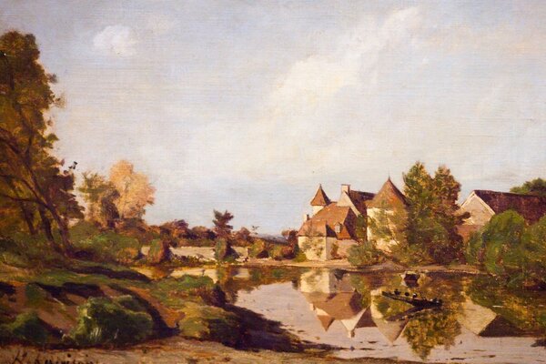 Landscape on the river bank of an unknown city