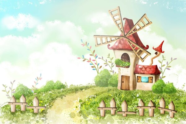 Windmill in clear weather