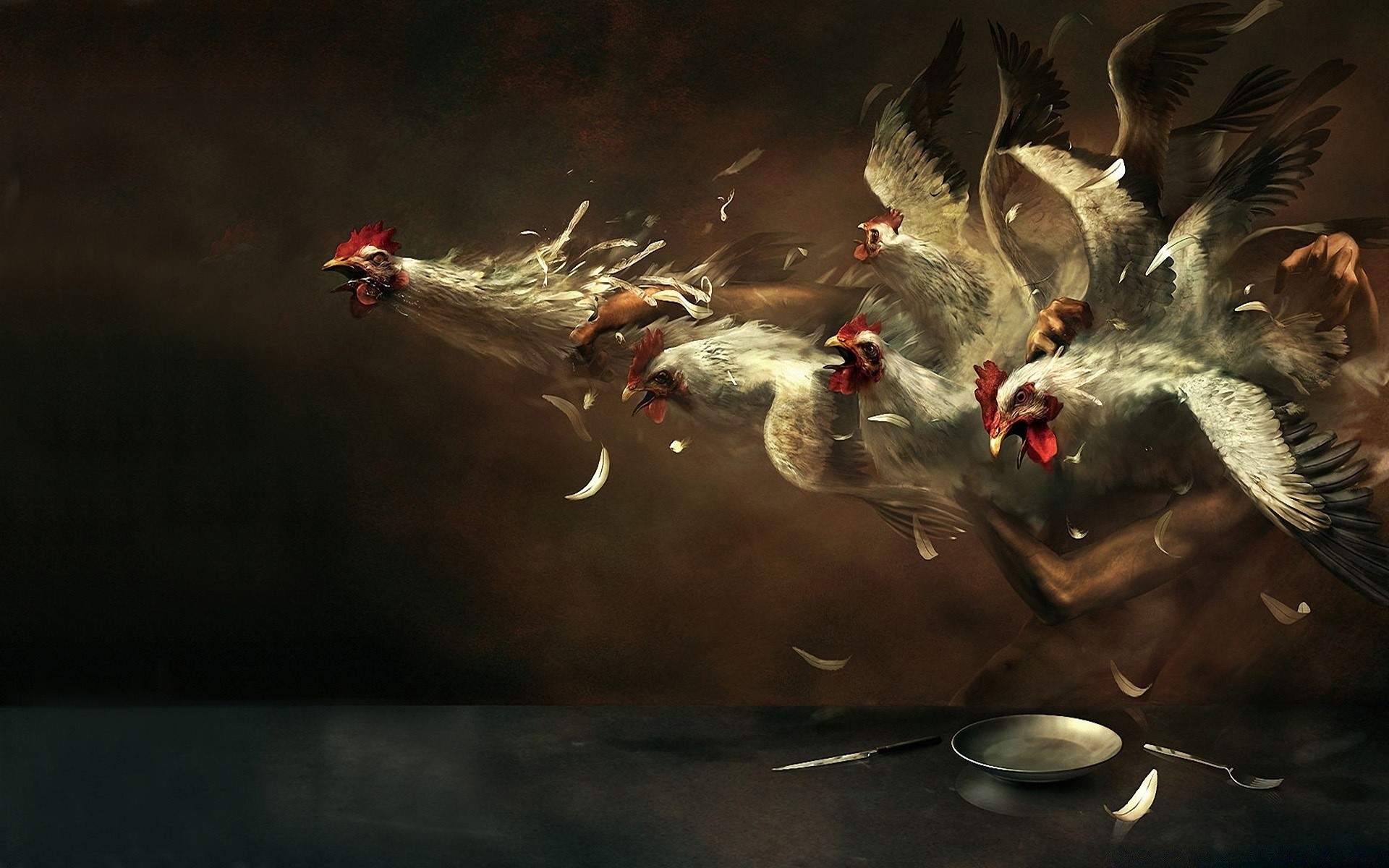 fantasy bird poultry water competition action duck wildlife pigeon motion fish swimming