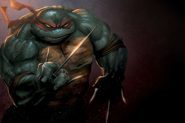 Teenage Mutant Ninja turtle on a wall background