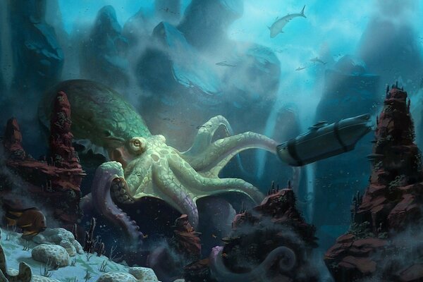 Octopus in the underwater world