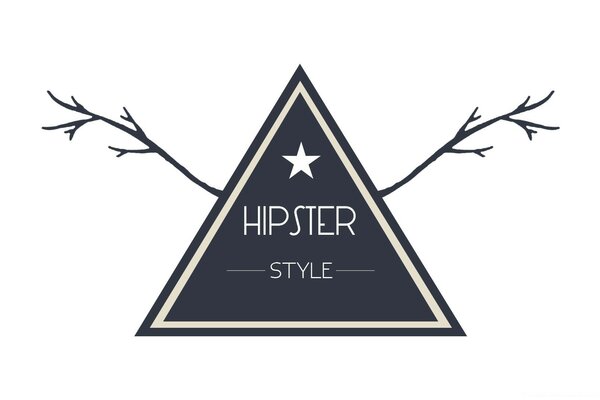 A black triangle with an inscription and a star