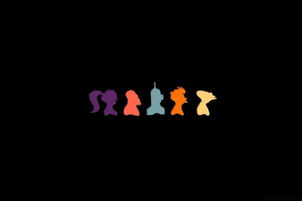 Minimalism silhouettes of cartoon characters