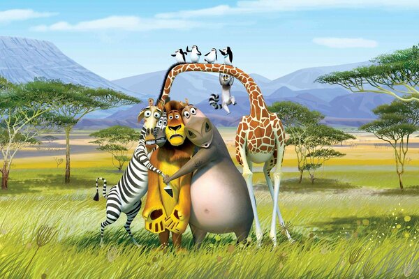 Cartoon characters of Madagascar. Summer
