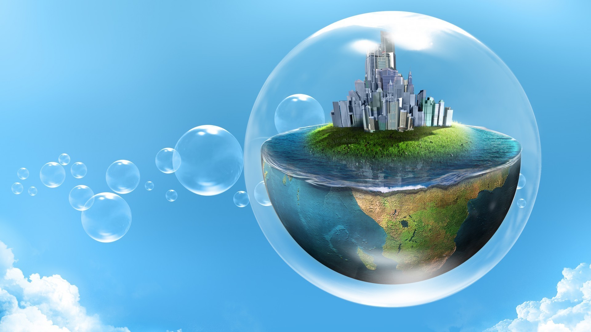 photo manipulation sphere ball-shaped water spherical nature desktop glass environment sky