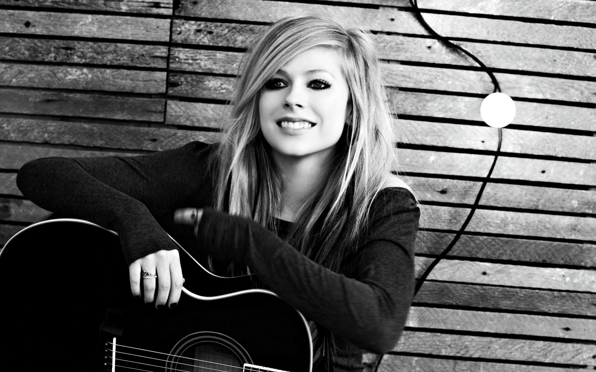 music portrait woman one monochrome girl adult young model guitar