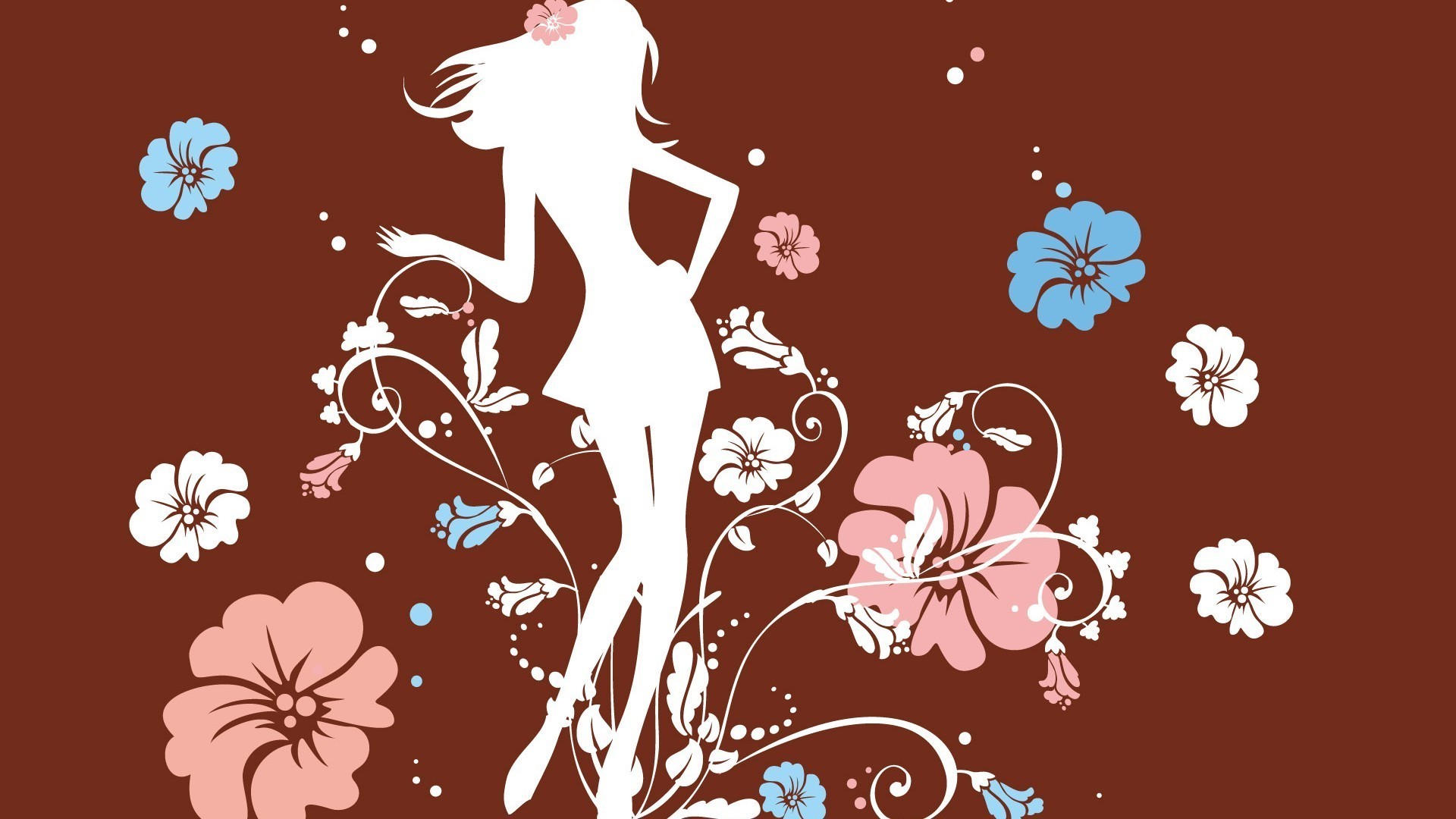 contrasts vector illustration flower wallpaper decoration design floral pattern leaf abstract desktop ornate retro silhouette element graphic curve art coil seamless